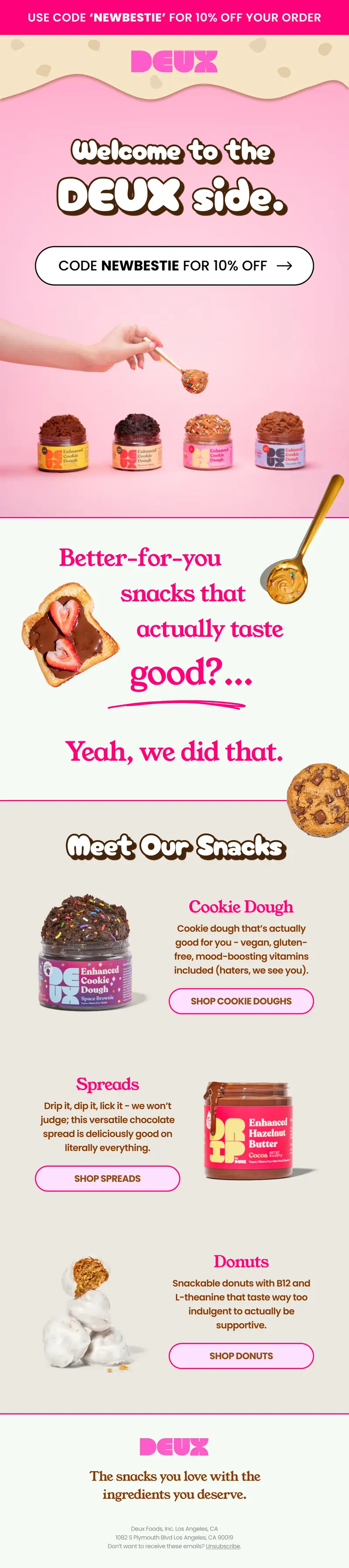 Email design for Deux