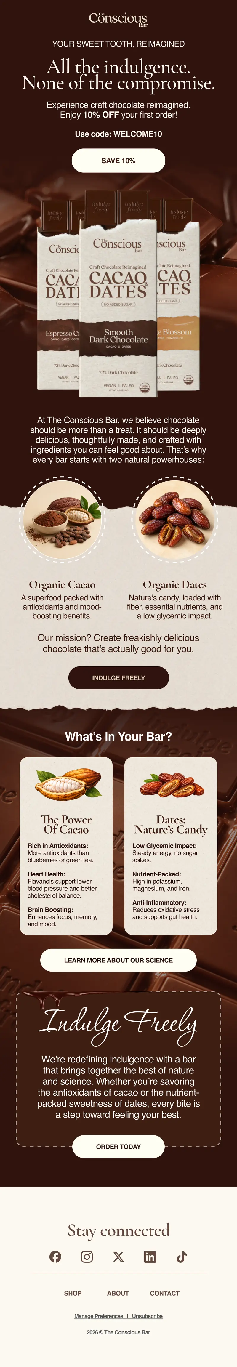 Email design for The Conscious Bar